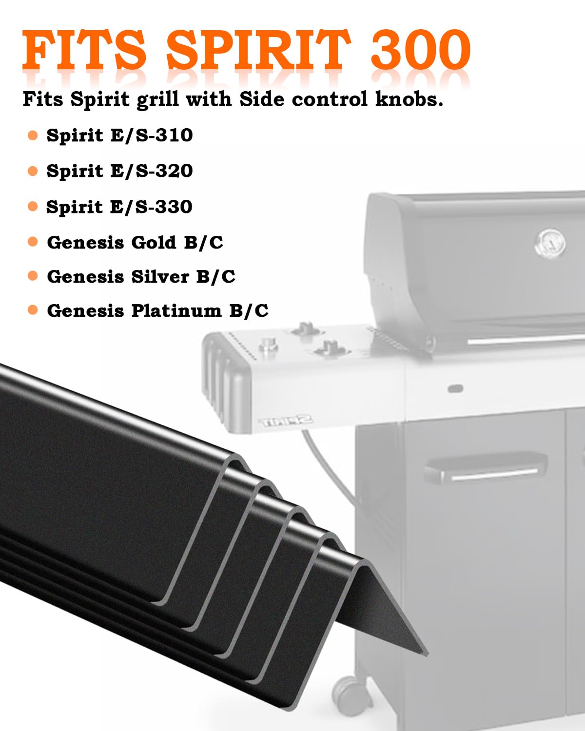 Paayox flavorizer bars on Weber Spirit 320 side view show compatible fit