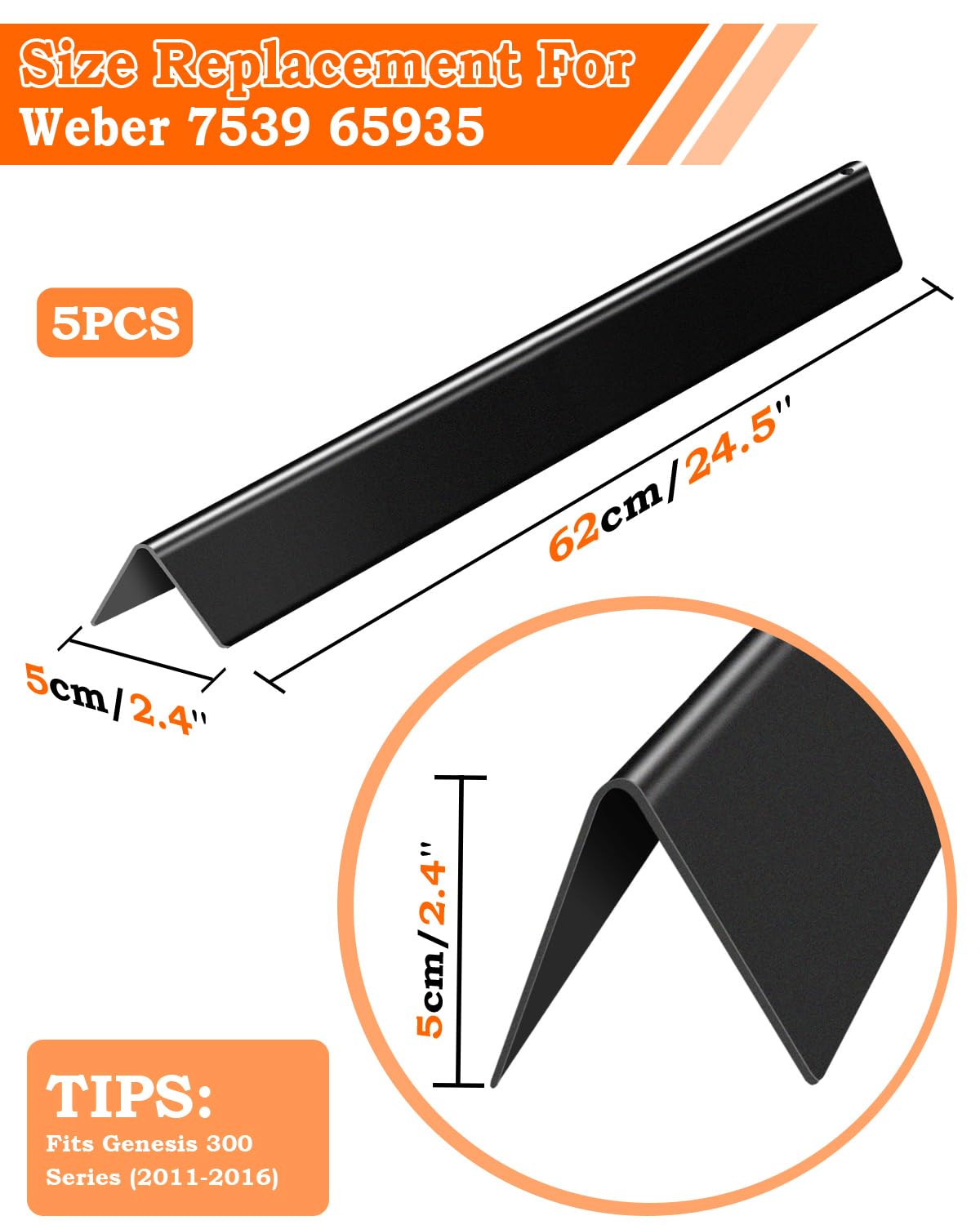 Porcelain-enameled steel 5-piece set offers durable replacement parts.