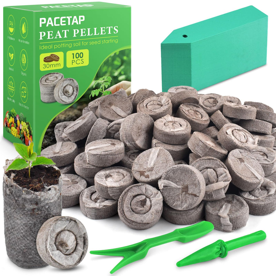 PACETAP 30mm peat pellet seed starter swelling in water for germination.