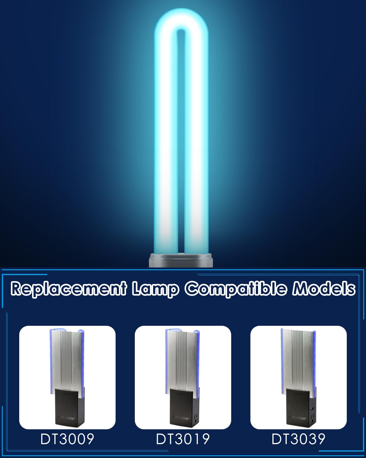 Close-up of PACETAP 9W bulb showing clean glass and 2-pin base for easy installation.