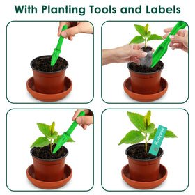 PACETAP packaging includes labels and a dibber for labeling and planting.