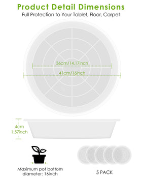 PACETAP plant saucer tray outer 41cm fits larger pots and prevents spills