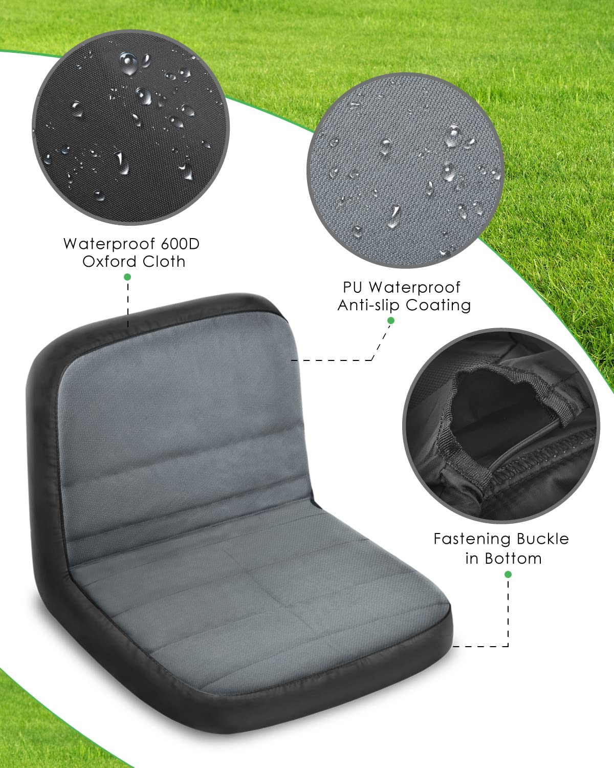 Anti-slip surface and buckle keep the rider steady during operation