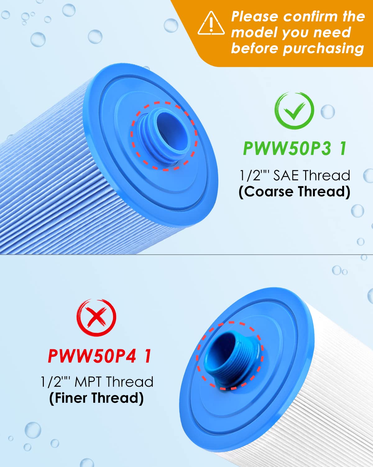 PACETAP spa filter dimensions: 8-1/4 in length and 6 in diameter.