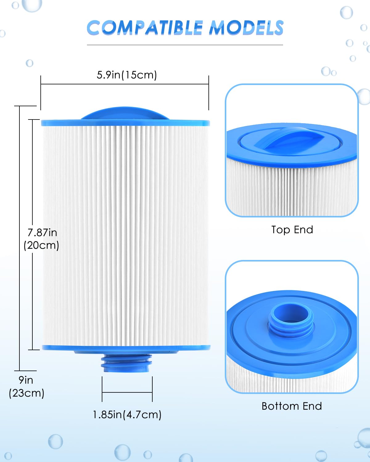 PACETAP trilobal fiber filtration for clearer spa water.