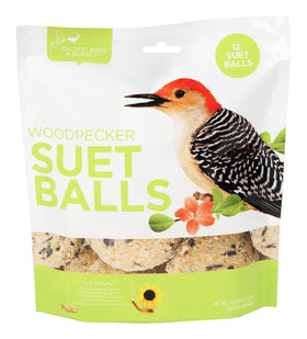 Pacific Bird woodpecker suet ball 12-pack attracts energetic woodpeckers.