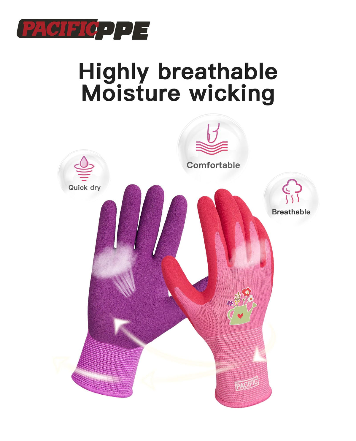 PACIFIC PPE gloves durable palm coating resists wear during heavy-duty gardening