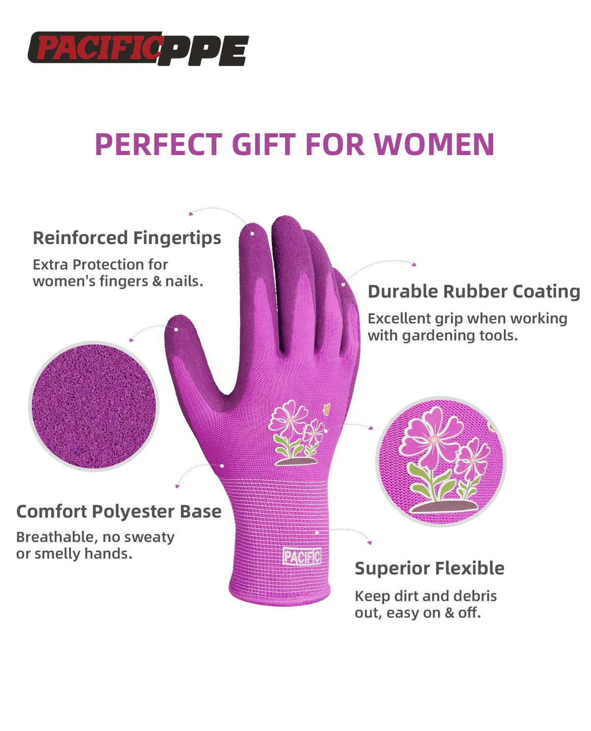 PACIFIC PPE gloves with thick fingertips protect nails while pruning and planting.