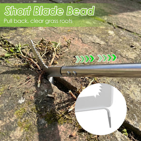 PadPure crack weeder tool in action pulling deep roots from cracks.