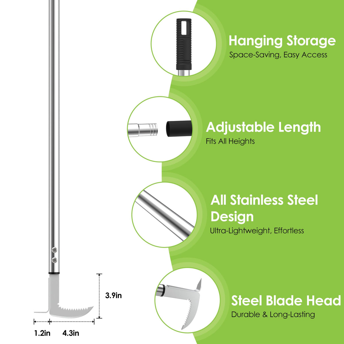 PadPure long-handle tool ready for twist-lock assembly.