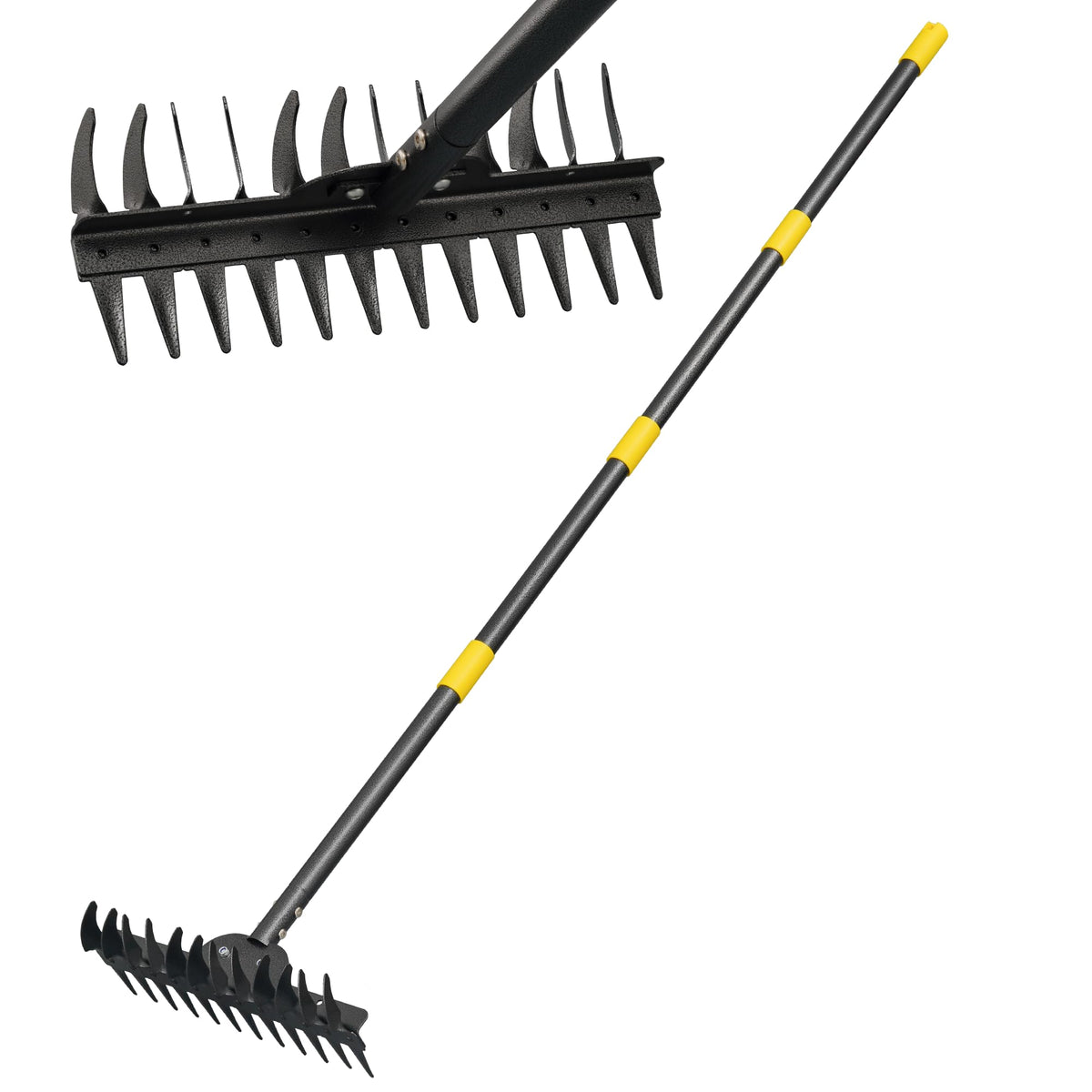 PadPure metal garden rake head for powerful soil loosening and leveling