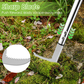 PadPure moss scraper clears wall joints and pavers effectively.