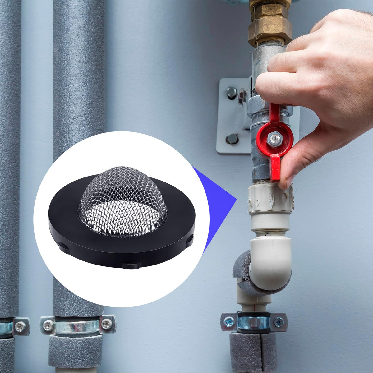 PAGOW garden hose connector installation shows easy compatibility with 3/4 inch fittings