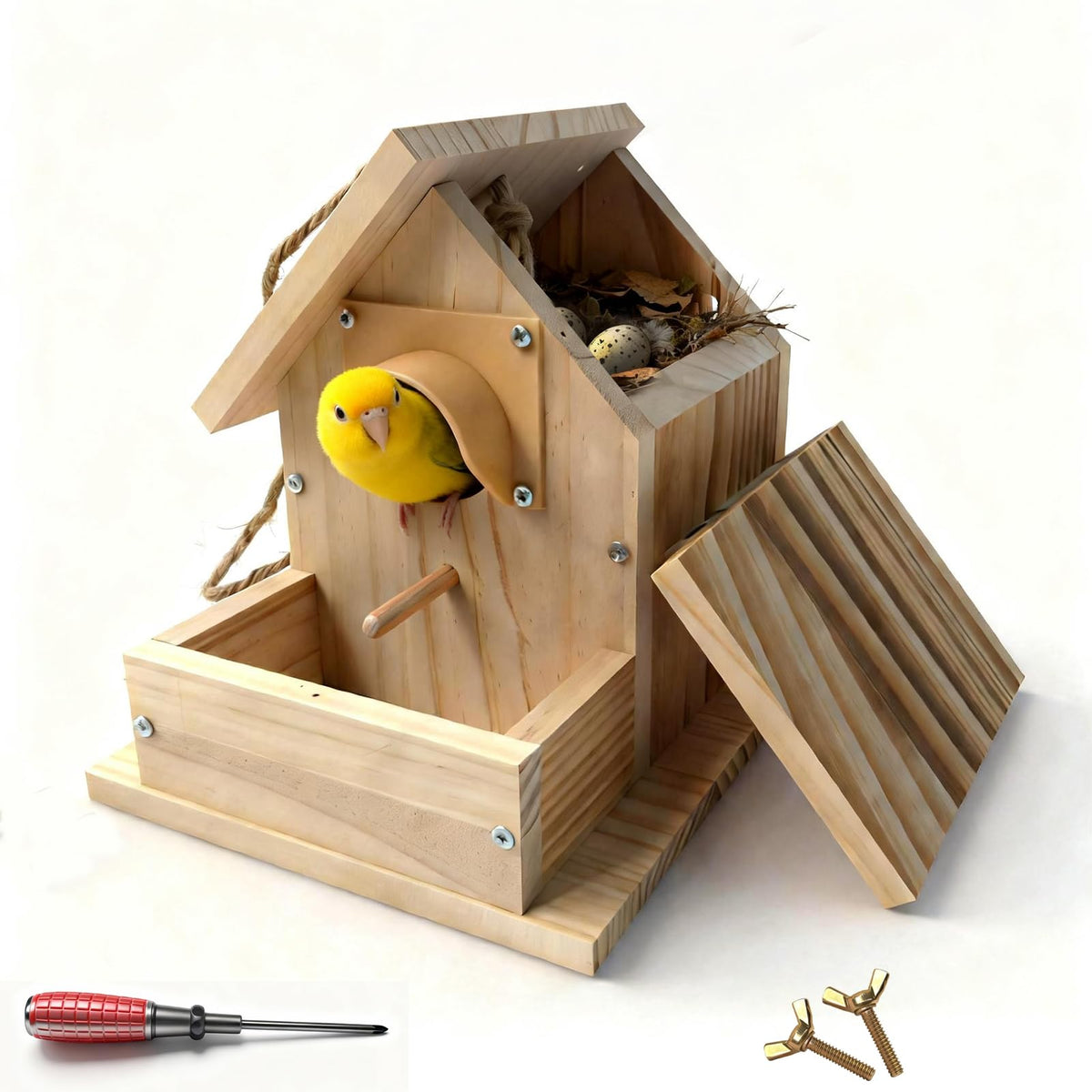 Paiaojia cedar bird house exterior highlights sturdy outdoor-ready wood