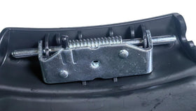 Palart 987-02516A hinged mulch plug installed on a mower; quick fit for efficient mulching.