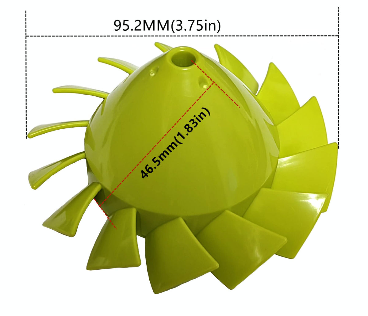 Palart plastic blade provides safe, durable airflow for cordless use.