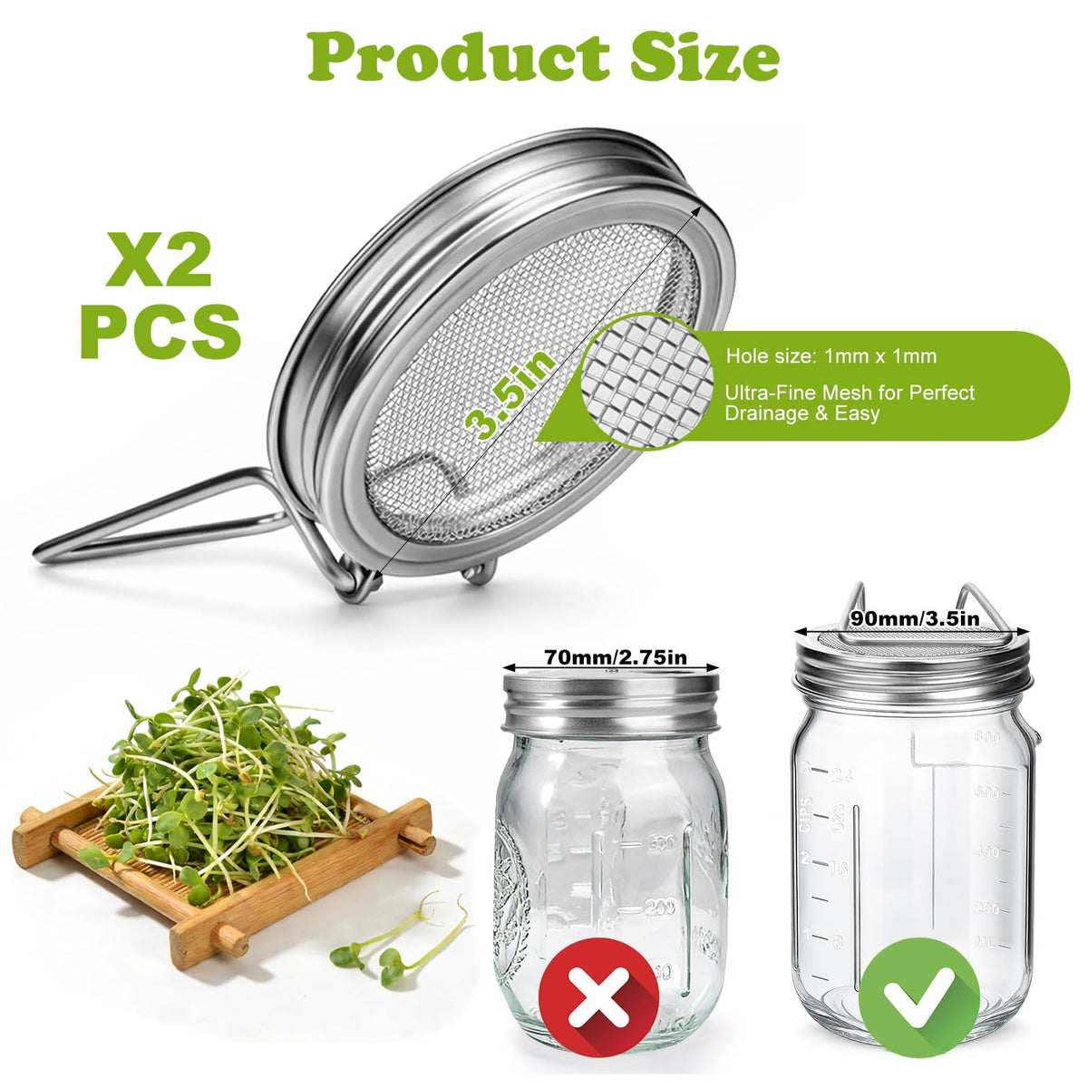 Palksky stainless steel sprouting lid highlights durable, rust-free performance for year-round sprouts.
