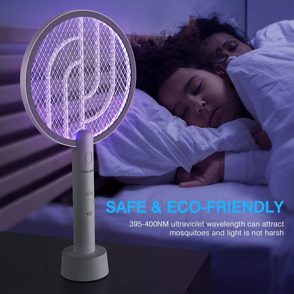 PALONE indoor-station bug zapper operates reliably with safe power