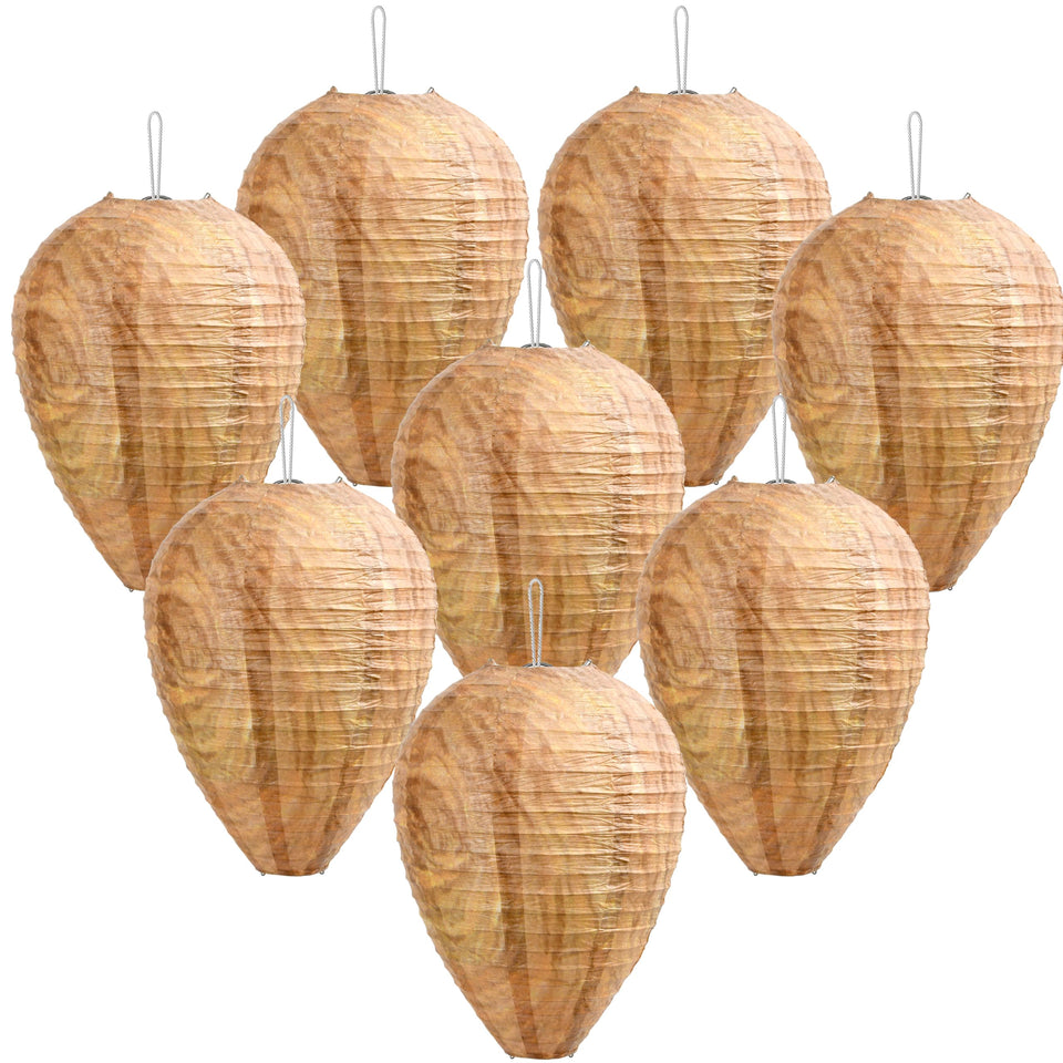 Palonu hanging wasp nest on eaves; realistic deterrent for outdoor spaces.