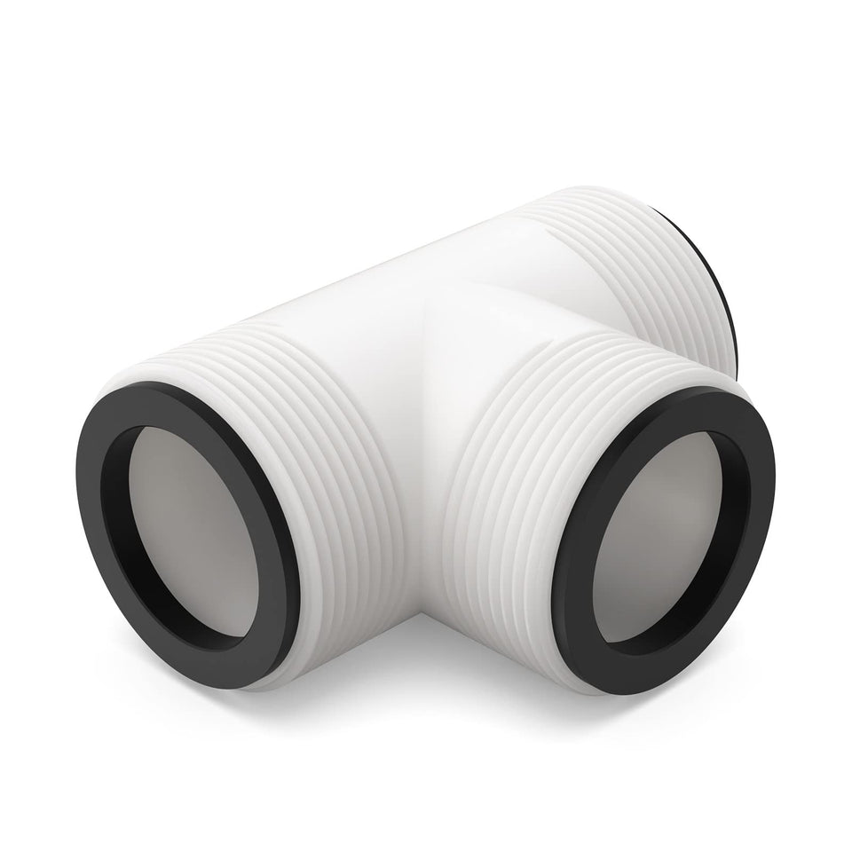 PalpitateC pool hose T-splitter connector enables versatile water routing for 1.5 hoses.