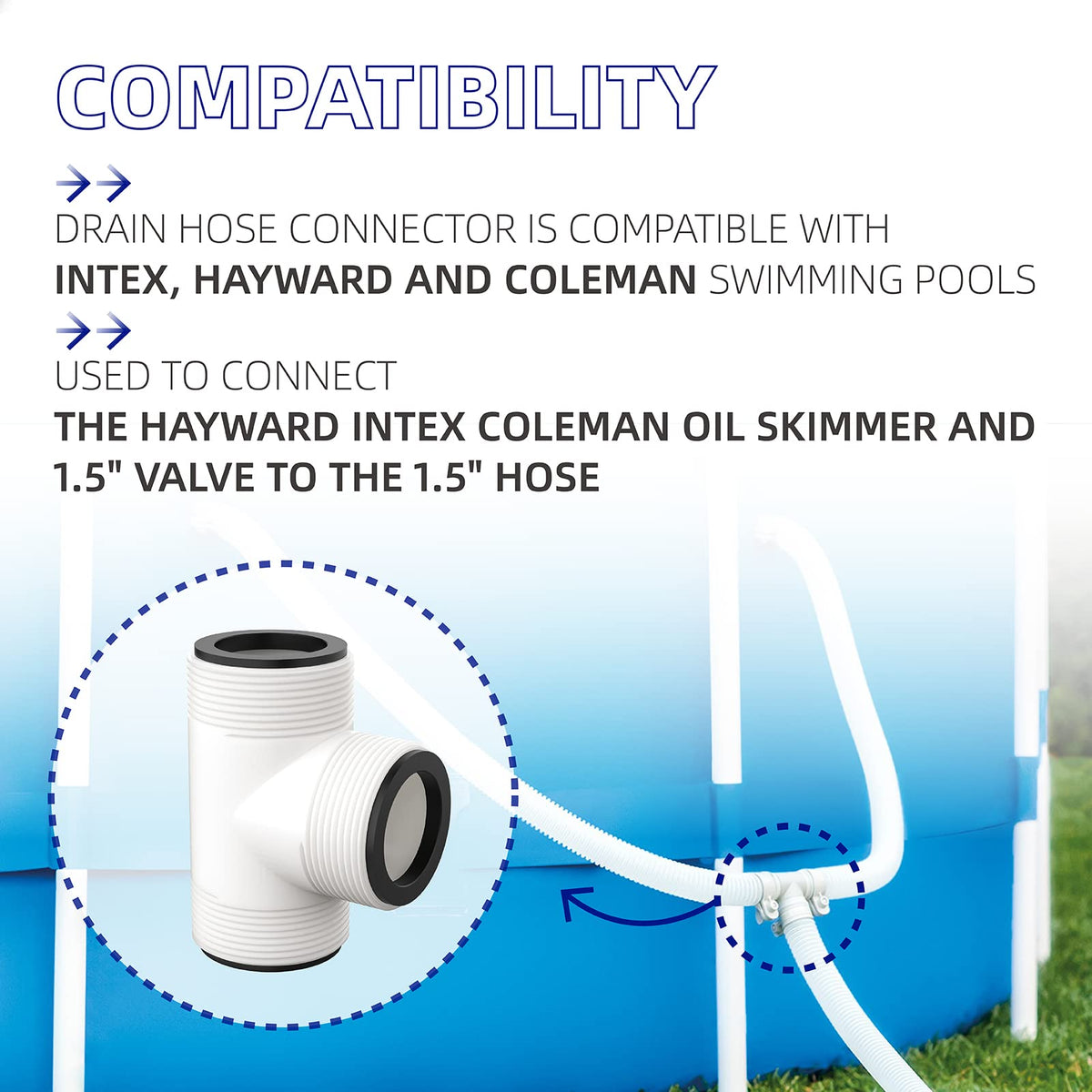 PalpitateC PP material T-joint emphasizes lightweight reliability for pool setups.