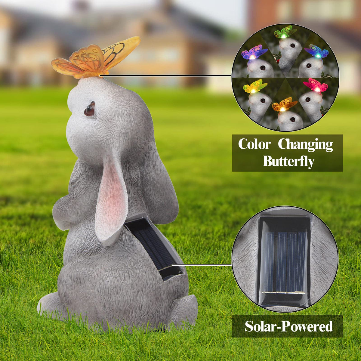 PaLuQiYa bunny statue featuring deep eyes and long ears for lifelike appeal.