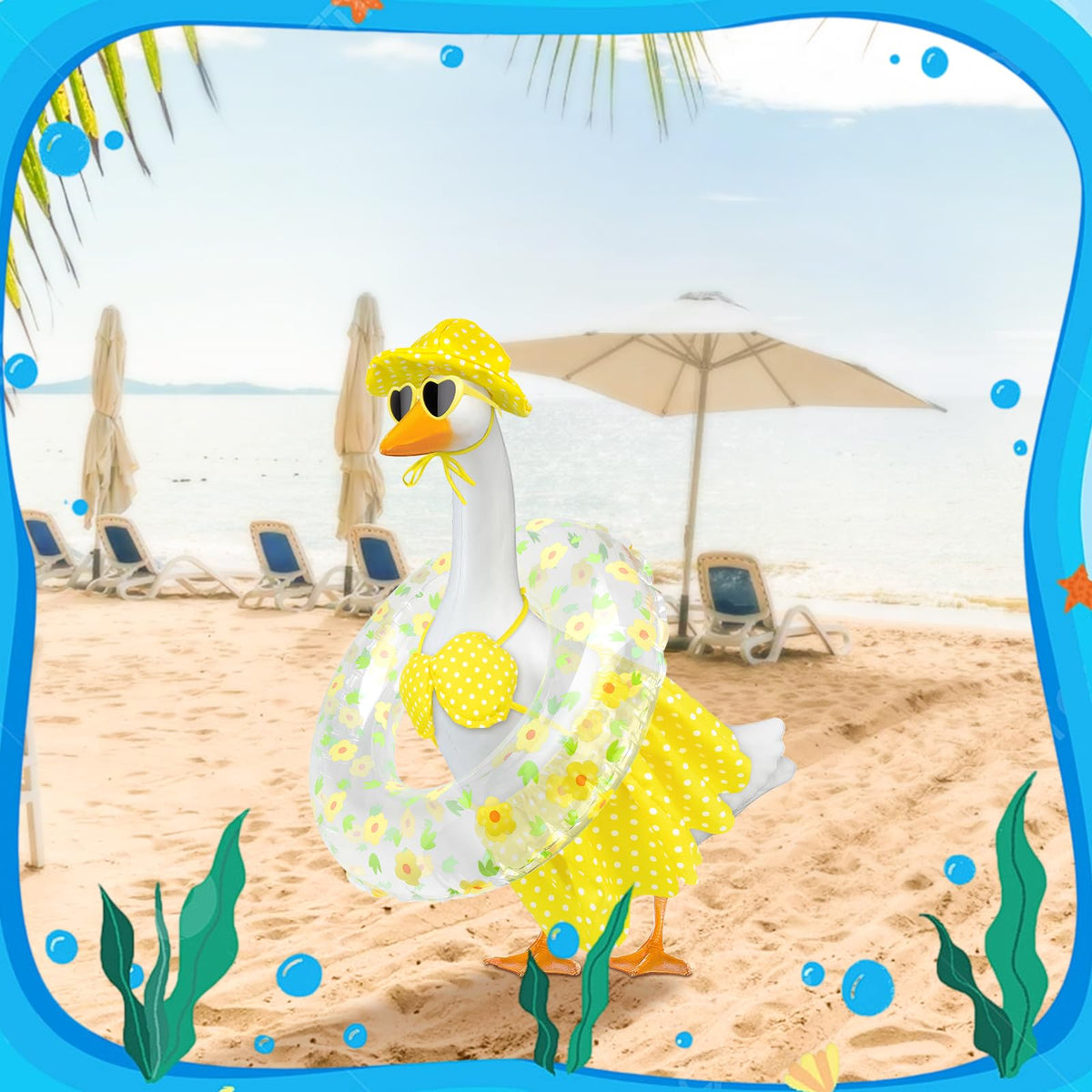 PaLuQiYa yellow heart sunglasses add cheerful charm to outdoor decor.