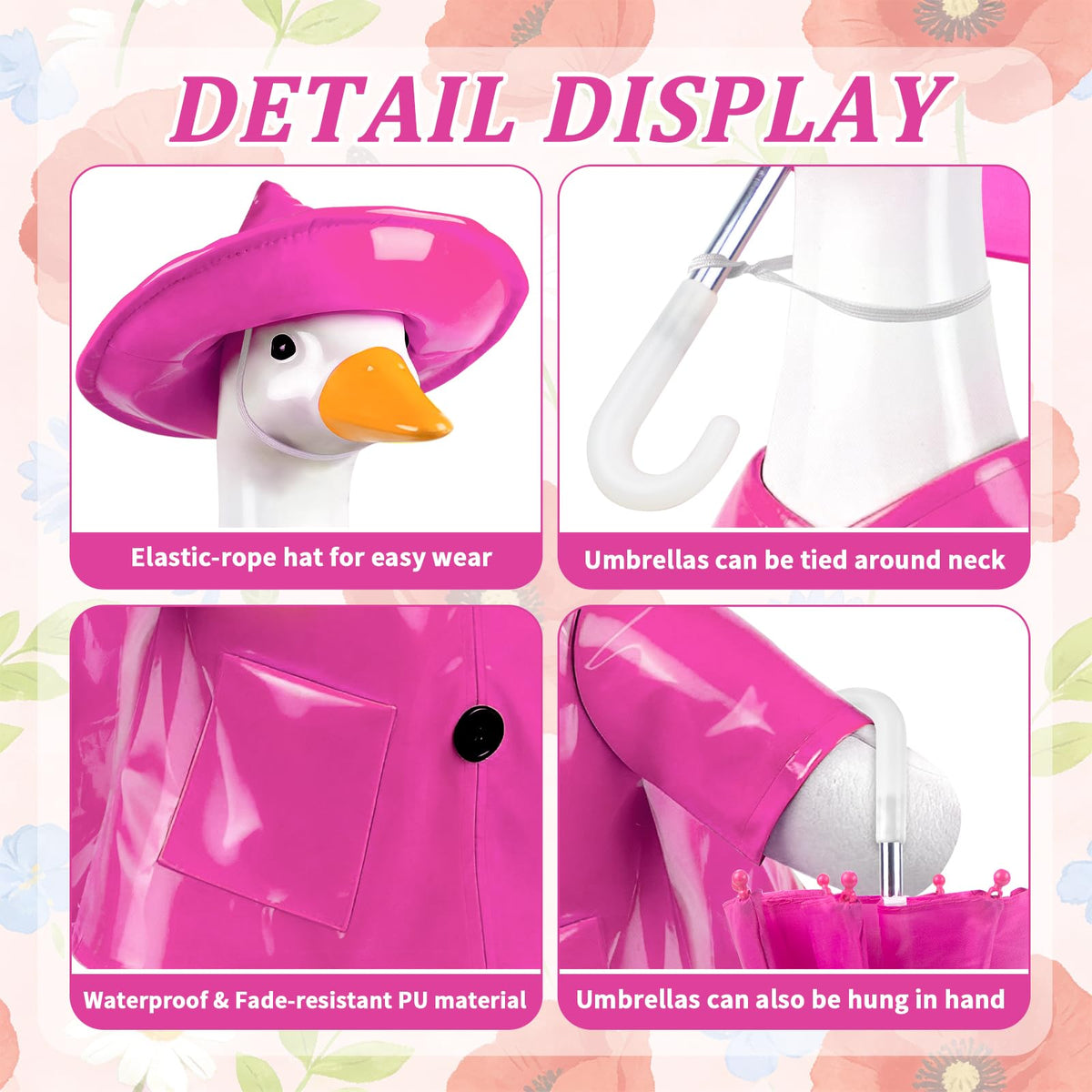 Paluqiya tropical-themed goose outfit on porch statue, elevates yard aesthetics.