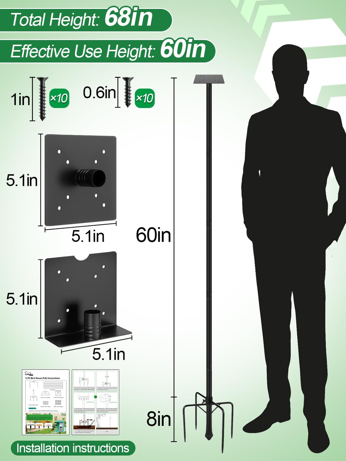 PAMASE 5-prong base anchors securely into soil for stable birdwatching
