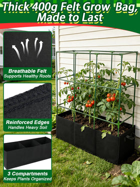 PAMASE 51-gallon grow bag thick 400g felt promotes airflow.