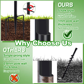 PAMASE 5-prong base securely anchors in soil for windy outdoor stability.