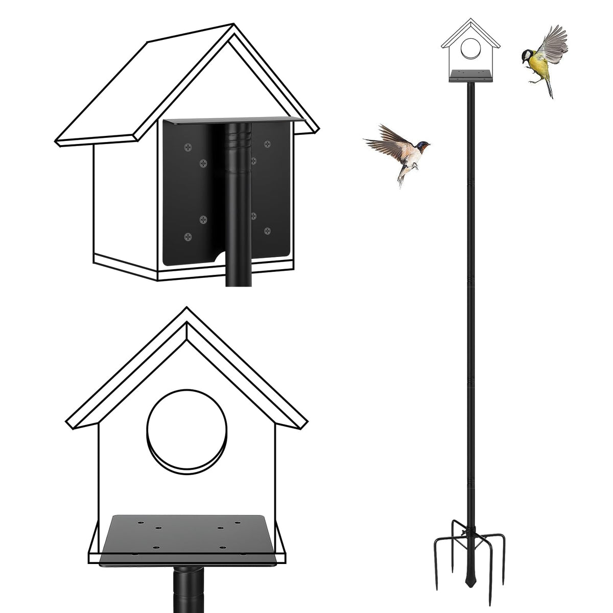 PAMASE birdfeeder pole 68in adjustable for sturdy outdoor garden setup