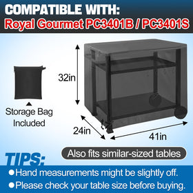 PAMASE cover on Royal Gourmet PC3401B table demonstrates secure fit