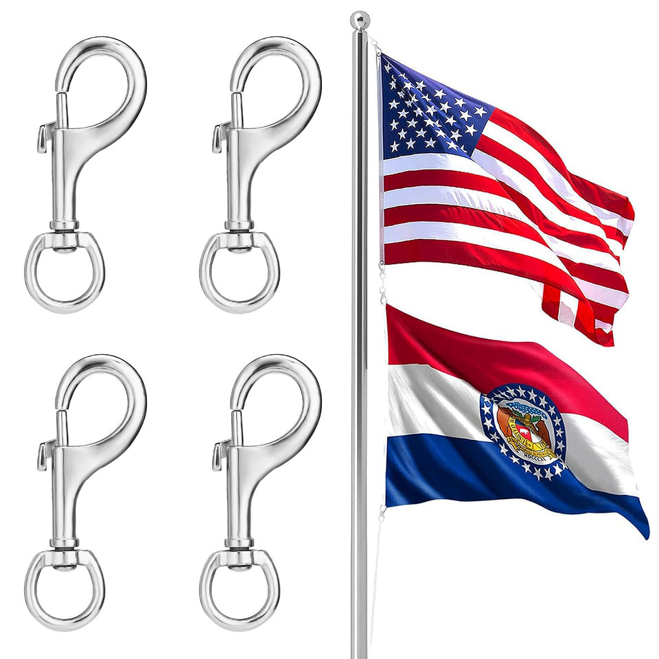 PAMASE flag clips 4pc, durable outdoor display for two flags.