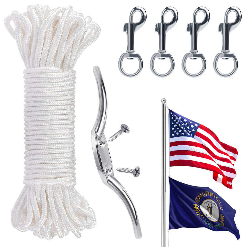 PAMASE flag rope kit 100ft for durable outdoor flagpole use