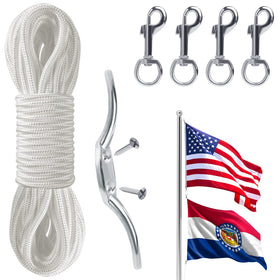 PAMASE flag rope kit 50ft ready for 25 ft flagpoles in outdoor setting