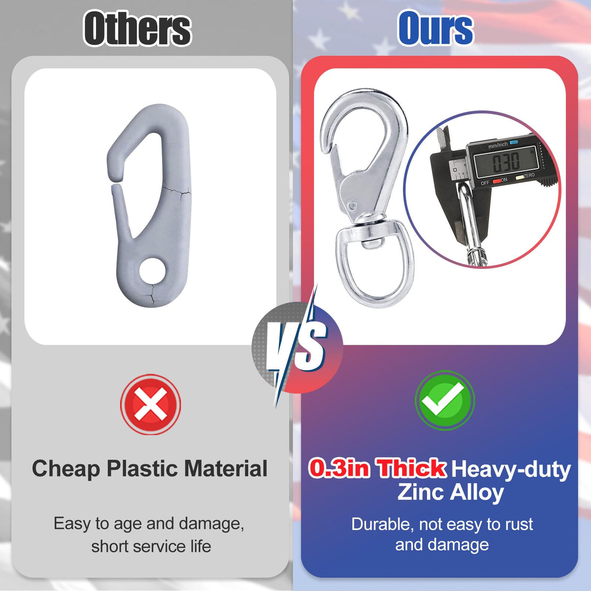 PAMASE heavy-duty zinc alloy clip resists rust outdoors