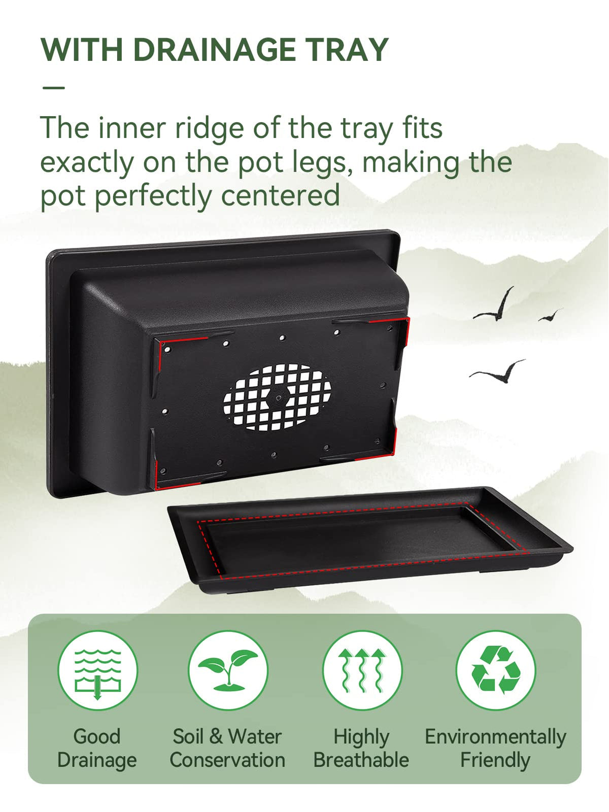 PAMASE humidity tray catches runoff, keeping your workspace clean.