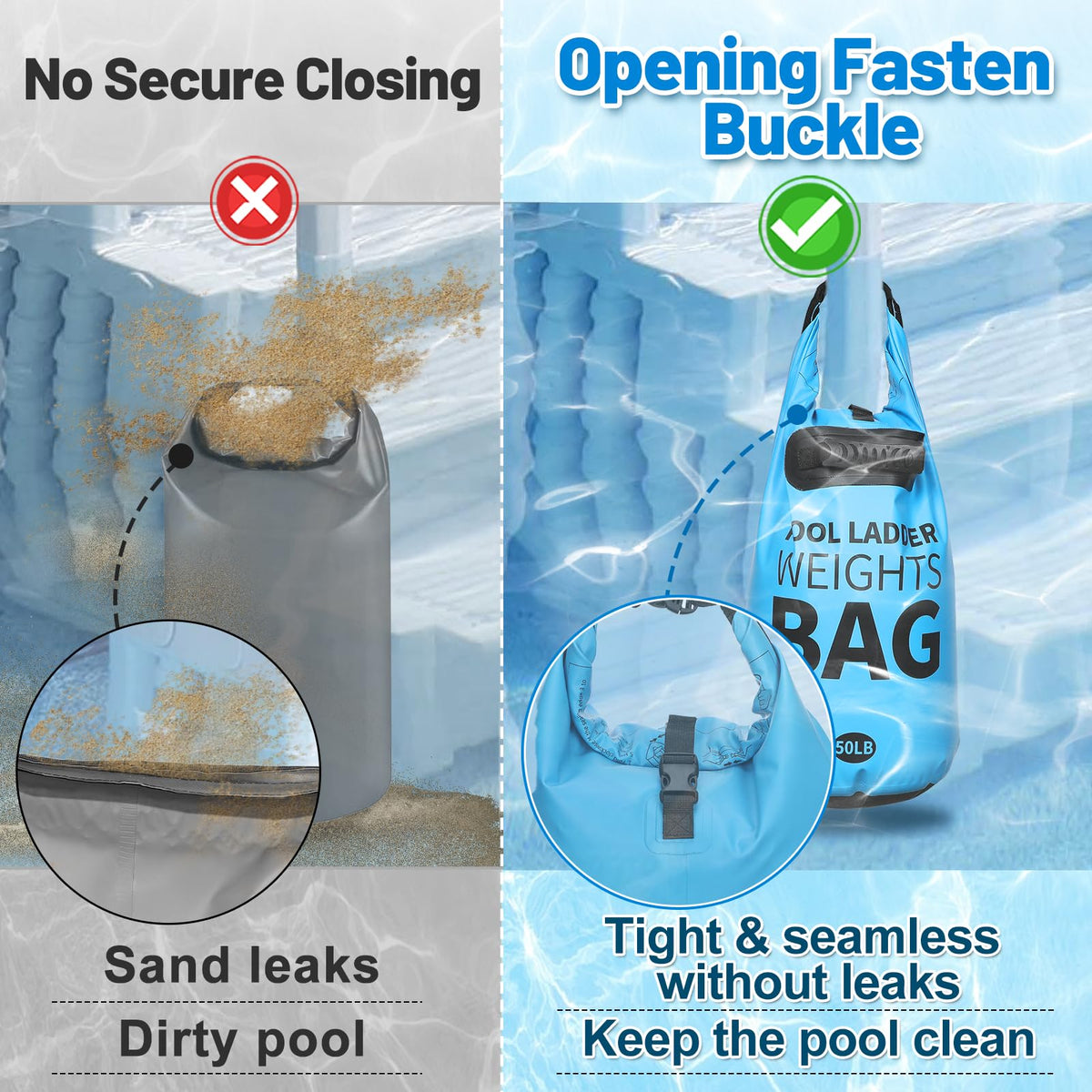 Pamase sand-fillable pool ladder anchor seals quickly for stable steps.