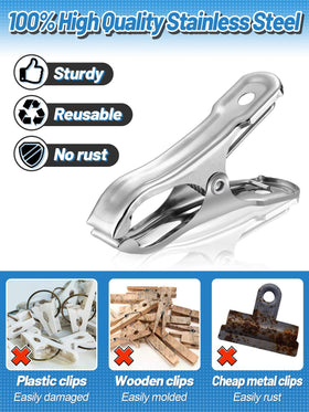 PAMASE stainless garden clip close secures film without slippage in wind.