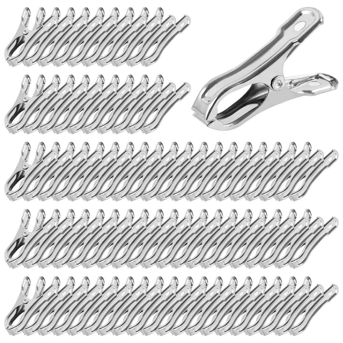 PAMASE stainless garden clip open shows strong grip for greenhouse hoops and netting.