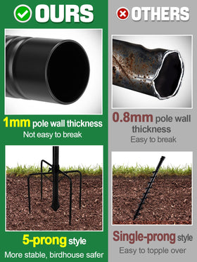 PAMASE thickened metal pole resists rust for long-term outdoor use