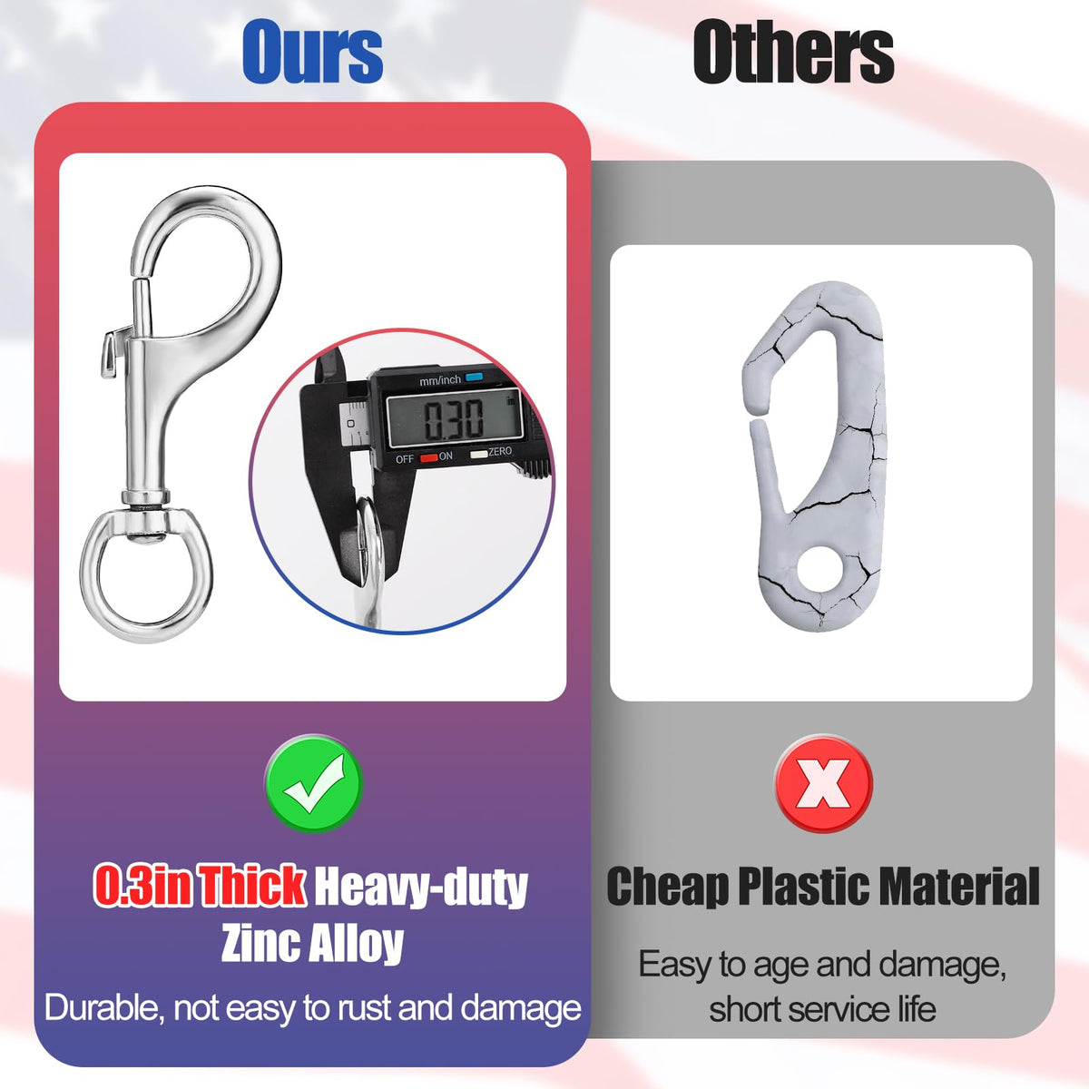 PAMASE zinc alloy clip close-up, smooth touch and strong grip.