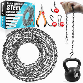 Pamazy 236-inch black electroplated chain for versatile indoor and outdoor hanging.