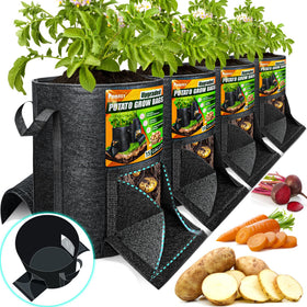 Pamazy 4Pcs 15-Gallon Potato Grow Bags with harvest window for easy yield checks