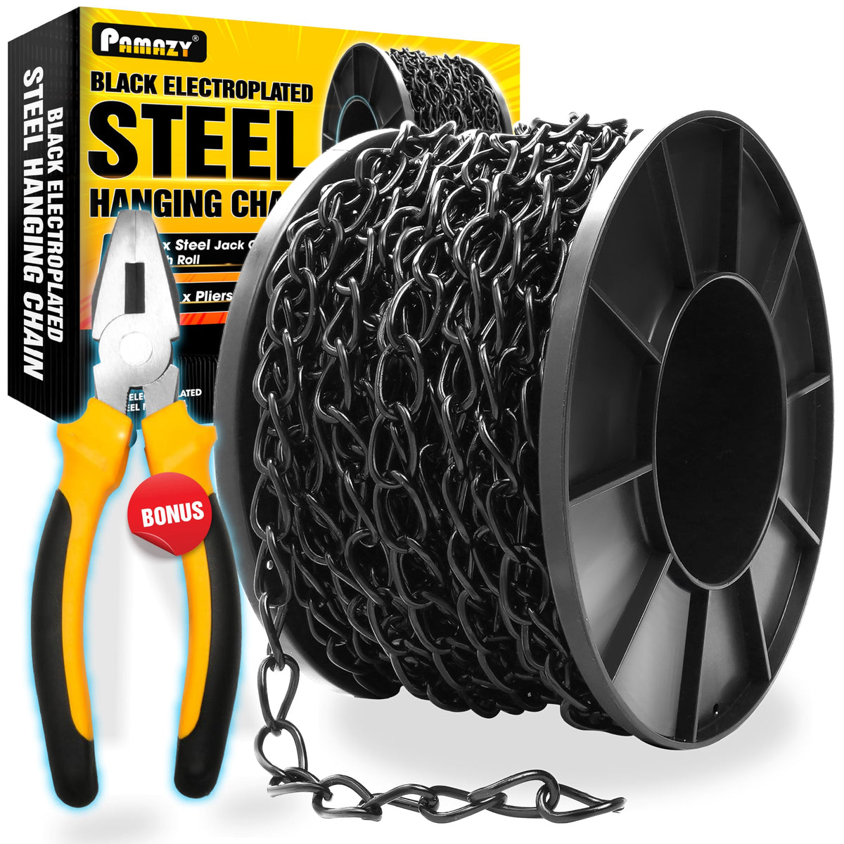 PAMAZY 50ft hanging chain roll for versatile indoor and outdoor hanging.