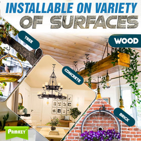 PAMAZY easy-install ceiling hook with included screws and sleeves.