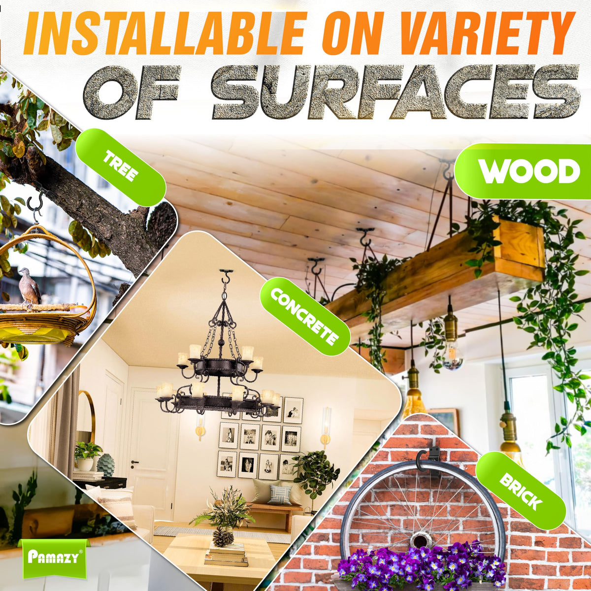 PAMAZY easy installation with screws and expansion tubes included