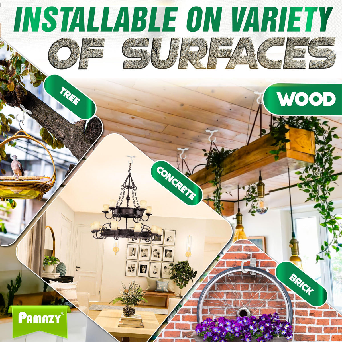 PAMAZY indoor-outdoor hanger suitable for plants, lanterns, or wind chimes.