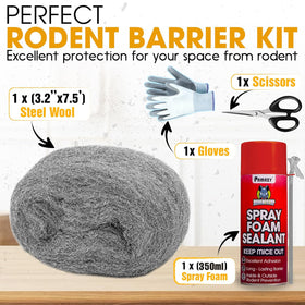 PAMAZY Rodent Barrier Kit gloves and scissors ready for easy, precise gap filling.